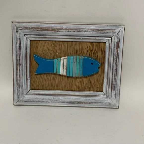 Rustic Blue and White Fish Wall Decor - Picture 1 of 5
